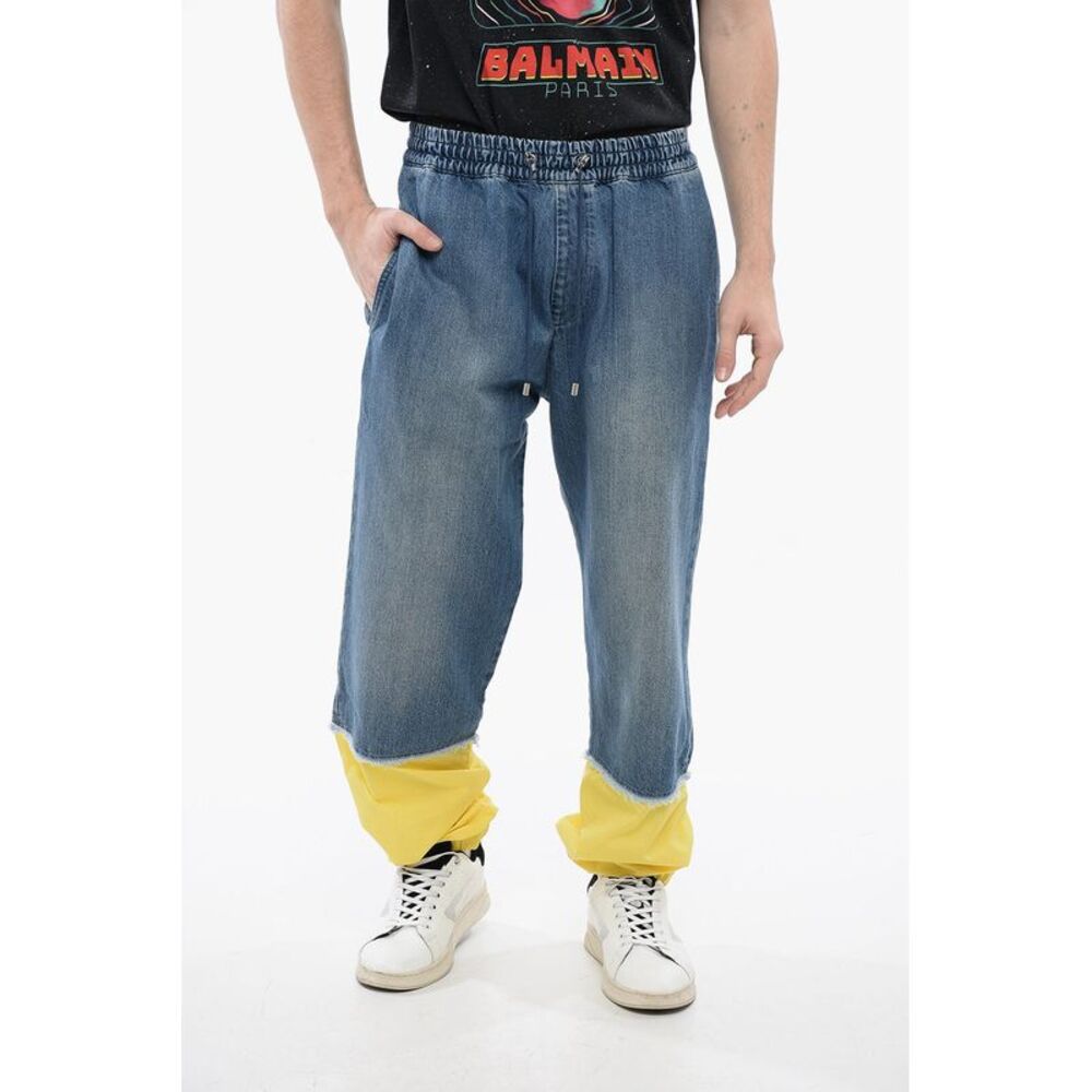 BALMAIN X POKEMON Denim Gaucho Shorts with Elastic Waist